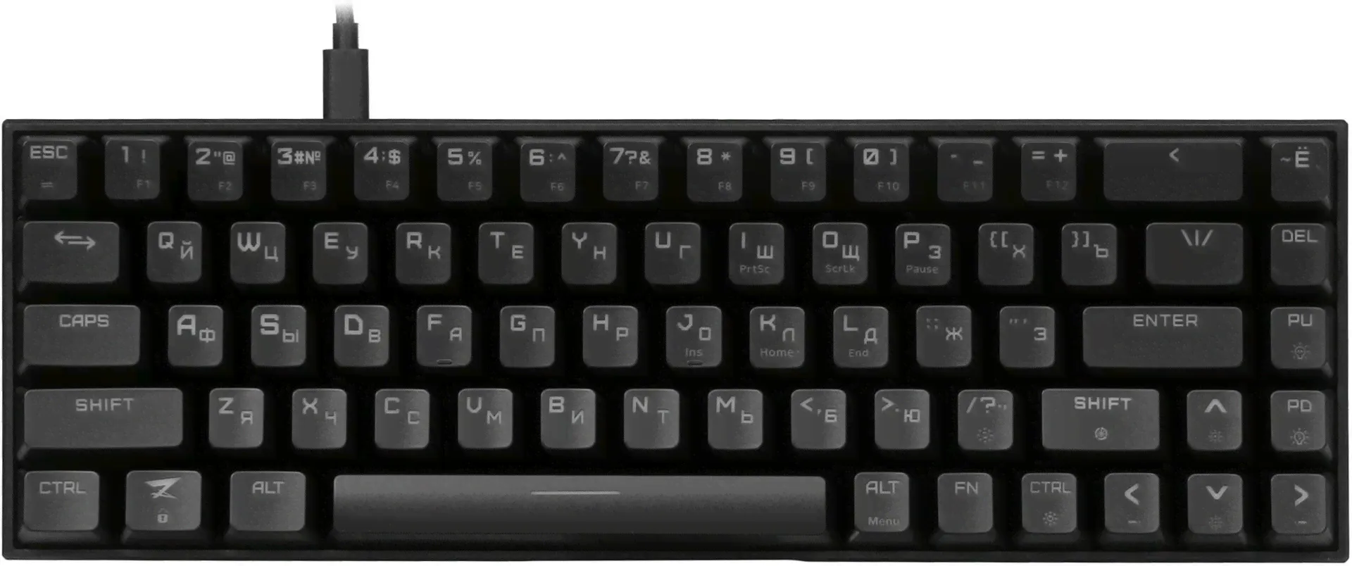 ZET GAMING Игровая клавиатура проводная Клавиатура проводная ZET GAMING Immortality mini ZG-FL-IM68Red-ABS-B, (Kailh Red), Русская раскладка, черный